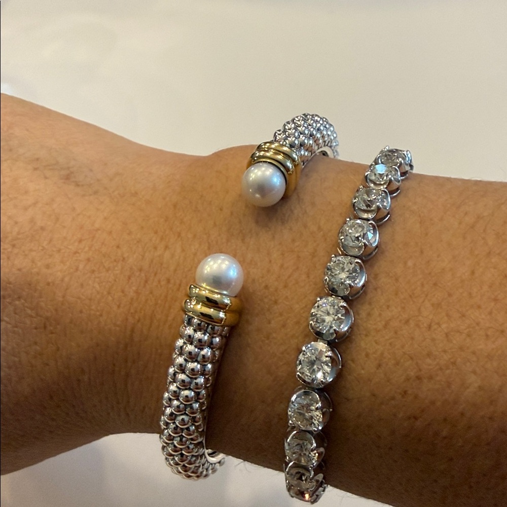 LAGOS Luna Pearl cuff bracelet 925/750 - Picture 6 of 7